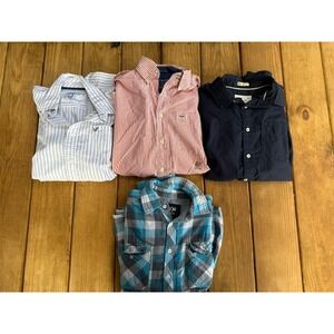 4 Vintage Y2K Men's Small Button Up Shirts American Eagle Tommy Hilfiger Carbon